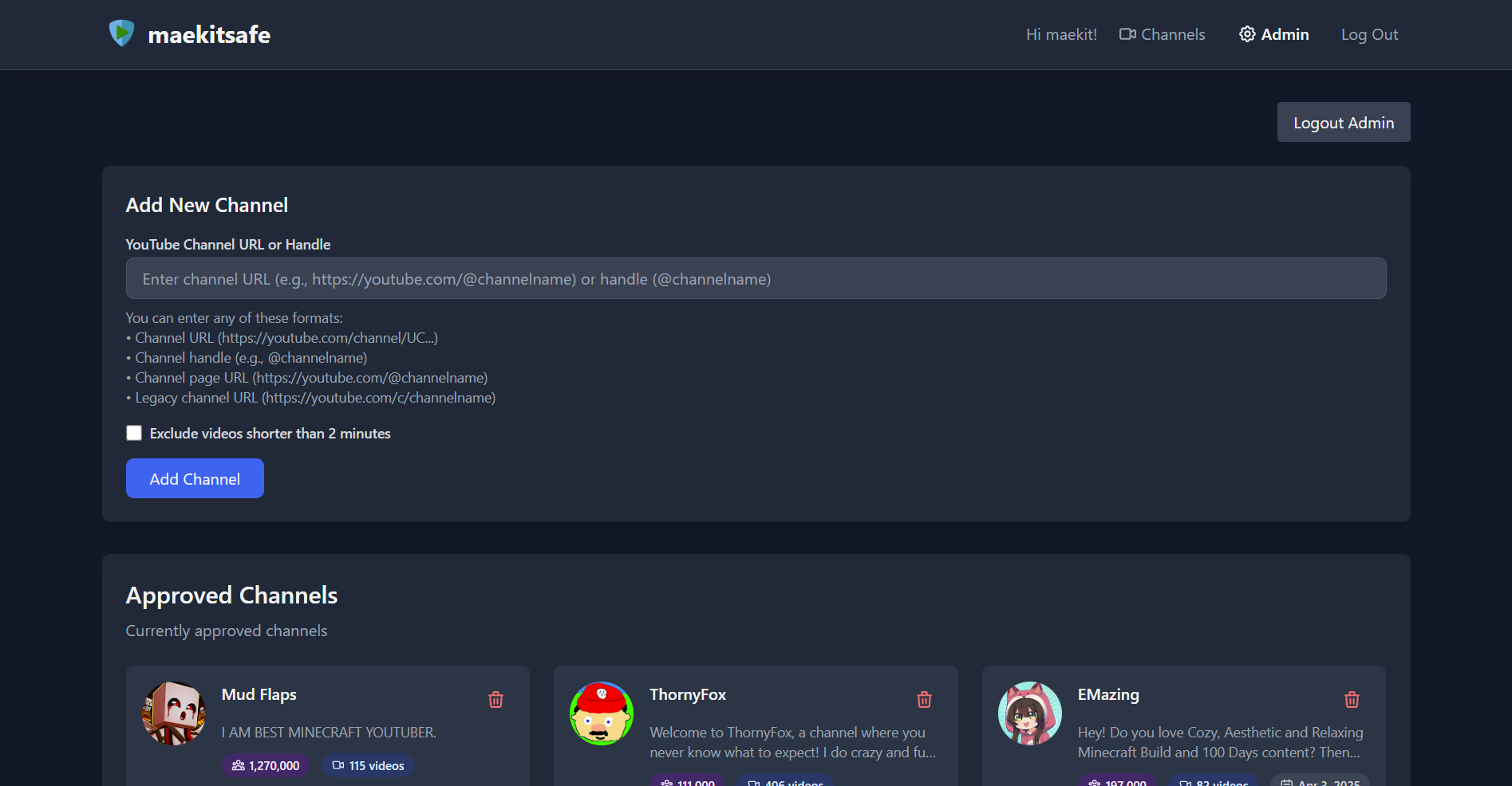 Parent Control Screenshot